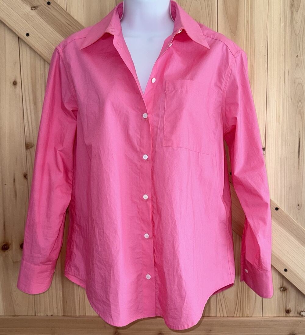 Claudie Pierlot Paris Hot Pink Cotton Long Sleeve Quiet Luxury Button Up US Sz S